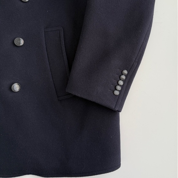 Tom Ford Mens Wool Felt Officer Pea Coat Jacket Navy IT 52 US 42 L Velour Collar - Picture 8 of 16